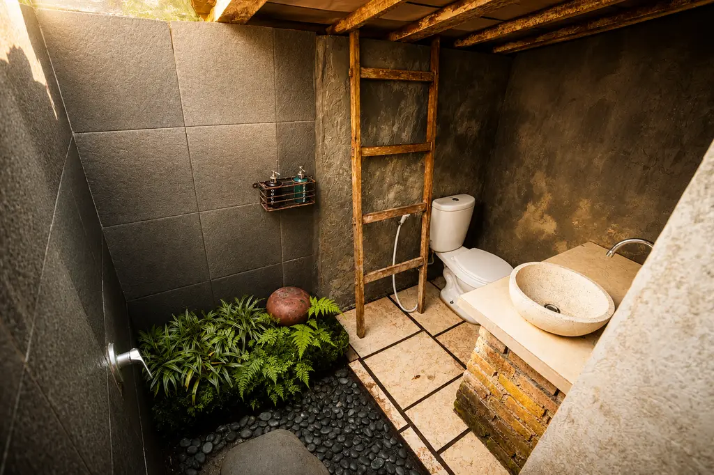 Open-air bathroom in the 1-Bedroom Villa