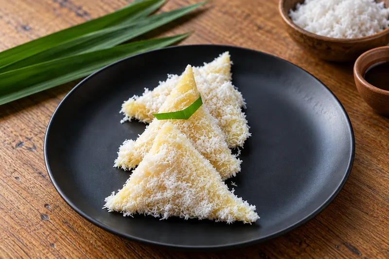 Traditional Balinese Lukis sticky rice with grated coconut