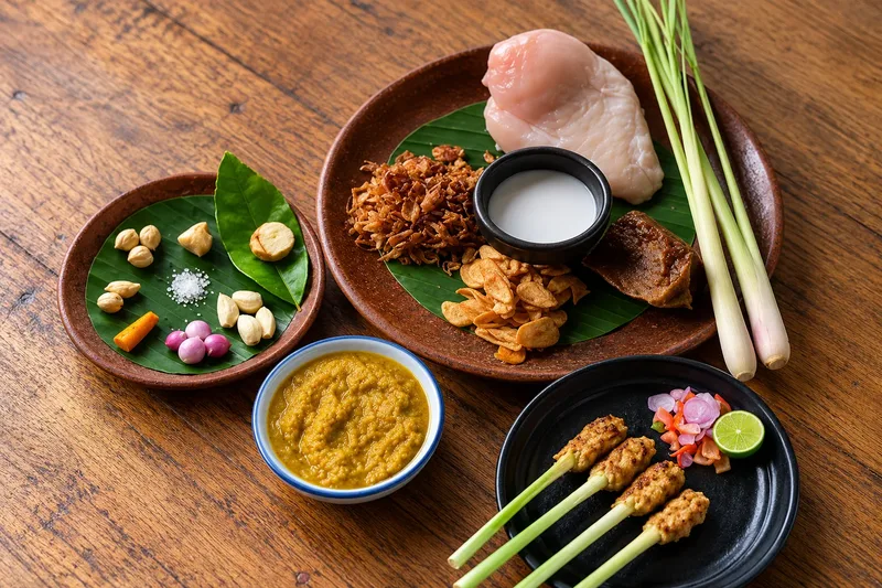 Balinese Sate Lilit Ayam with chicken, lemongrass and traditional spices