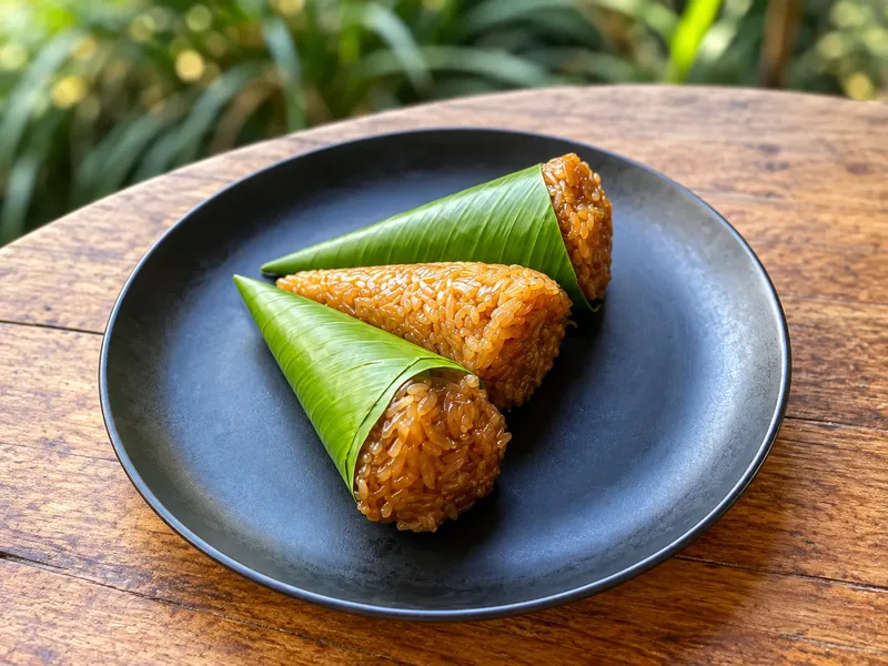 Wajik traditional Indonesian sticky rice sweet served in banana leaves