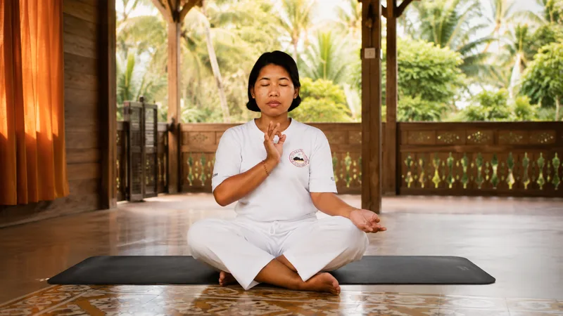 Yoga teacher Komang Swandewi at Oemah Tepi Sawah