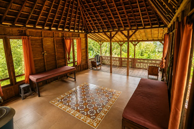 Open-air Yoga Studio interior at Oemah Tepi Sawah